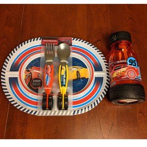 Disney Cars Plate, Utensils, and Water Bottle